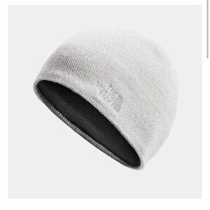 The North Face Off White Knit Mini Beanie with Fleece inside Small